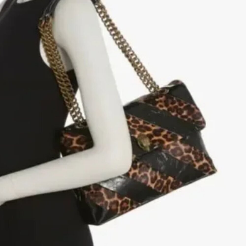 Kurt Geiger Animal Print Shoulder Bag with Gold Chain